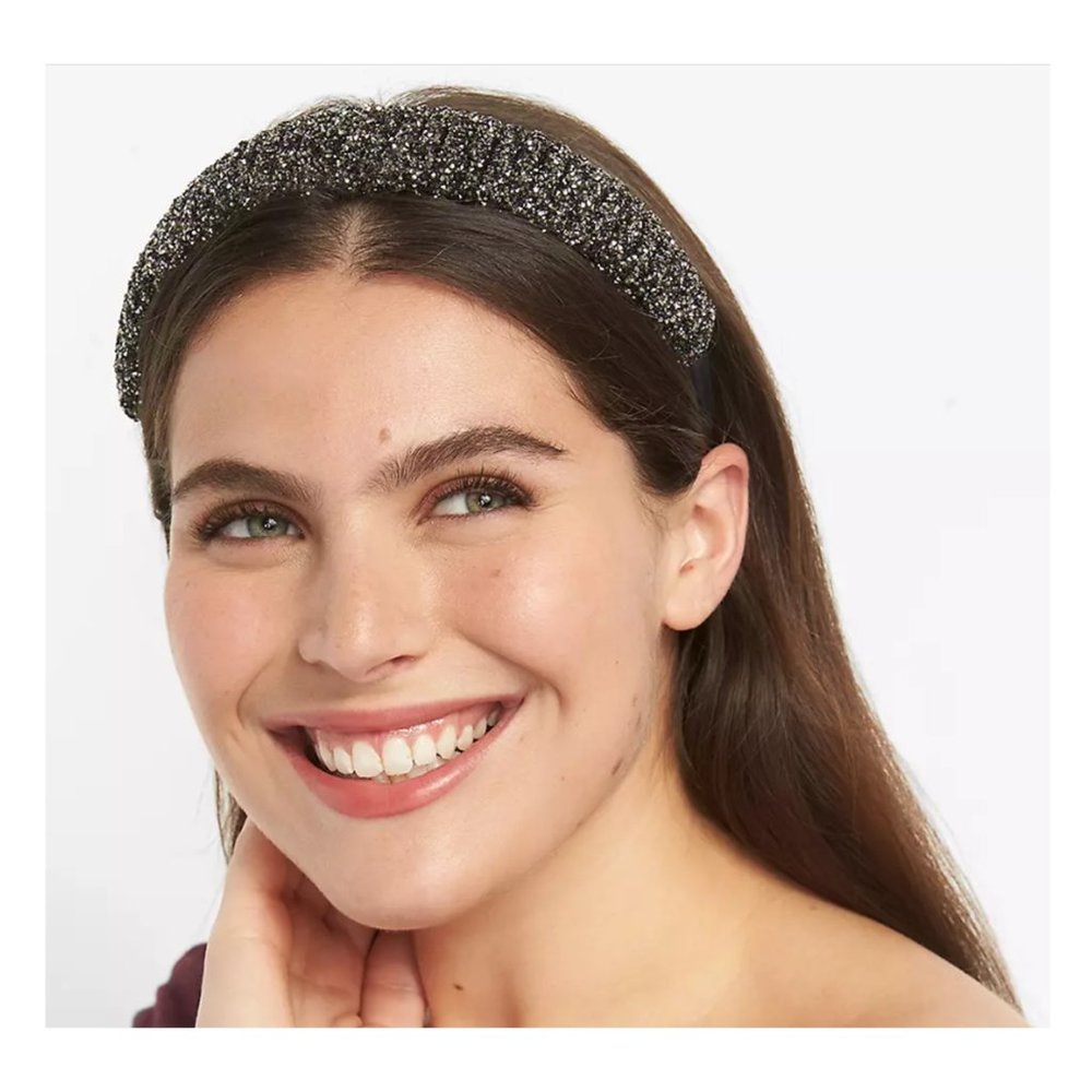 LANE BRYANT NWOT Embellished Statement Headband in Hematite Gray Black